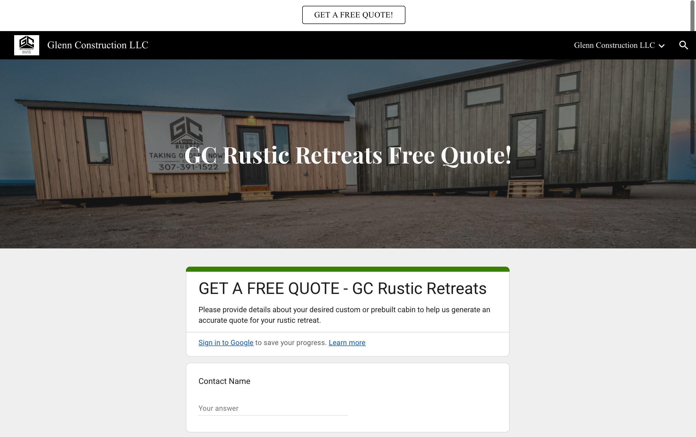 Glenn Construction Website